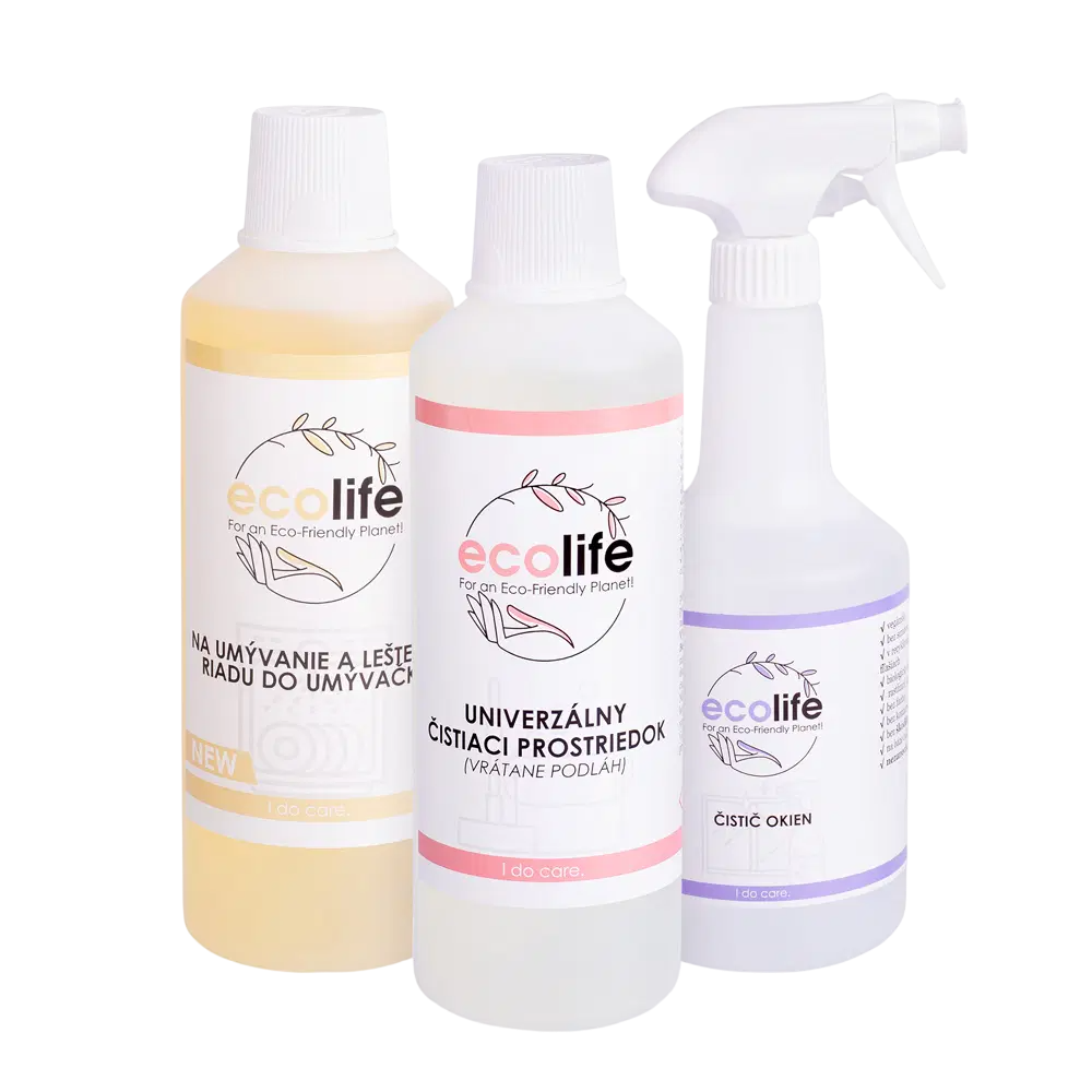 EcoLife zkušební balení I – gel do myčky, univerzální čistič a čistič oken